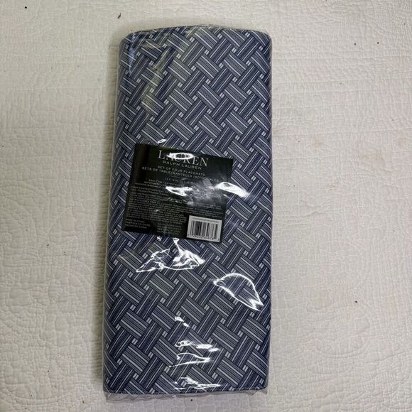 NWT Ralph Lauren Indigo Set Of 4 Basket Weave Placemats - Picture 1 of 3